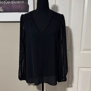 Express Elegant Black Blouse with Sheer Accents